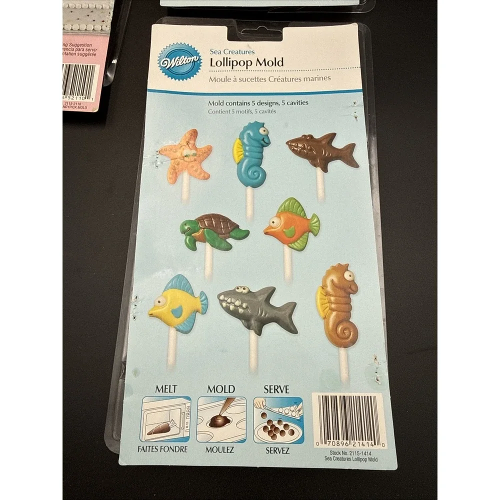 LOT 4 Wilton Plastic Candy Mold Chocolate Mold Birthday Seashells Sea Turtle Wed